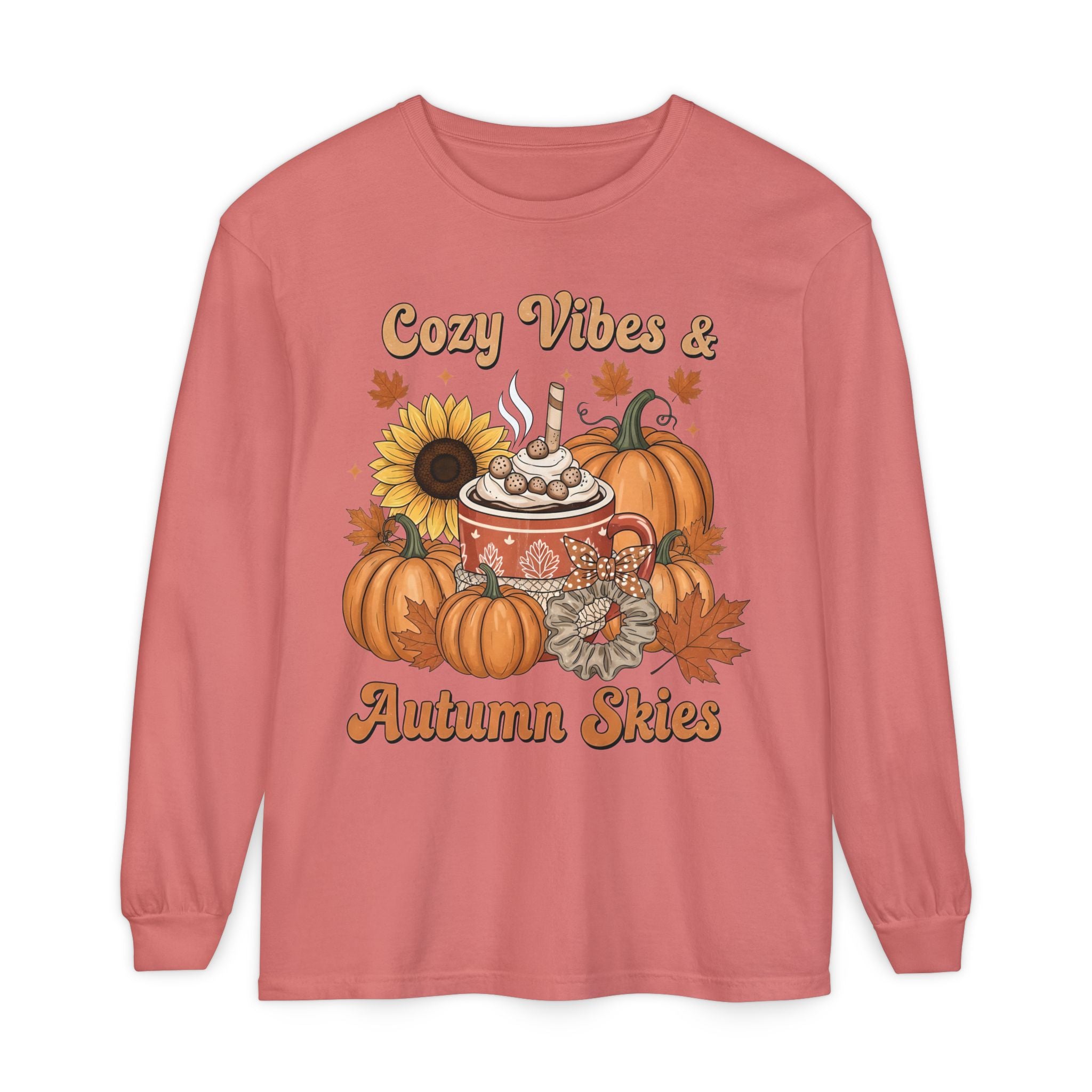 Cozy Autumn Long Sleeve T-Shirt - Pumpkin Spice Fall Fashion