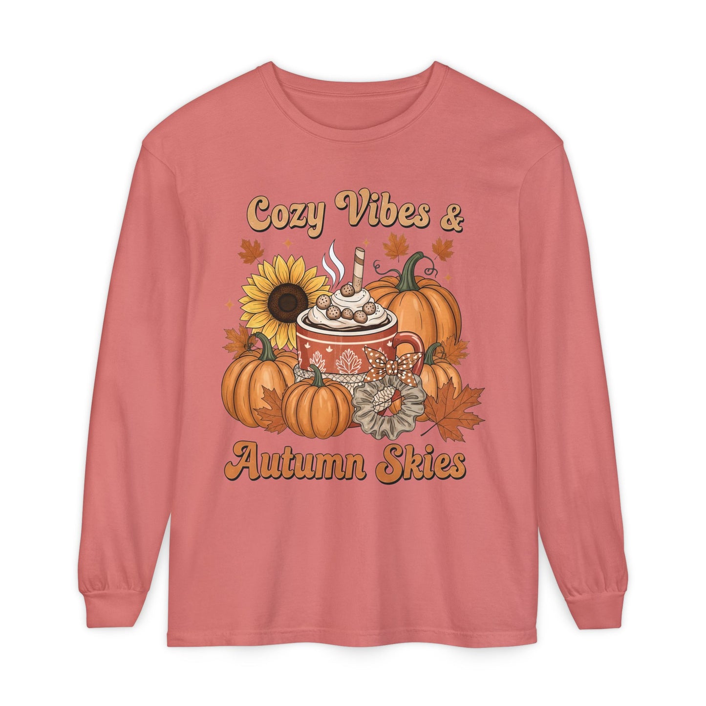 Cozy Autumn Long Sleeve T-Shirt - Pumpkin Spice Fall Fashion