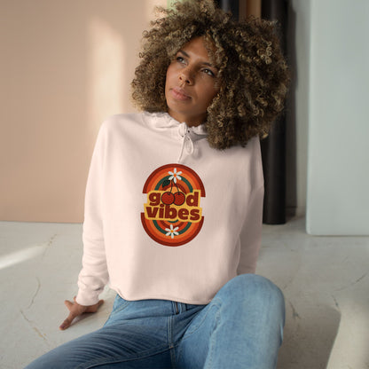 Good Vibes Crop Hoodie - Boho Festival Fashion for Women