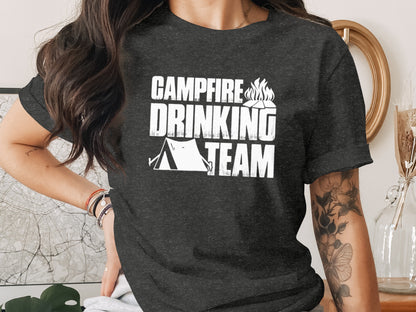 Campfire Drinking Team Tent Design Camping Adventure T-Shirt T-Shirt - Outdoor & Adventure Collection - Mile Marker 16 Gear by Cloud 16 Clothing Co.