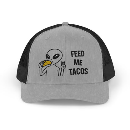 Alien Taco Lover Snapback Hat - Funny Trucker Cap for Foodies & Space Enthusiasts