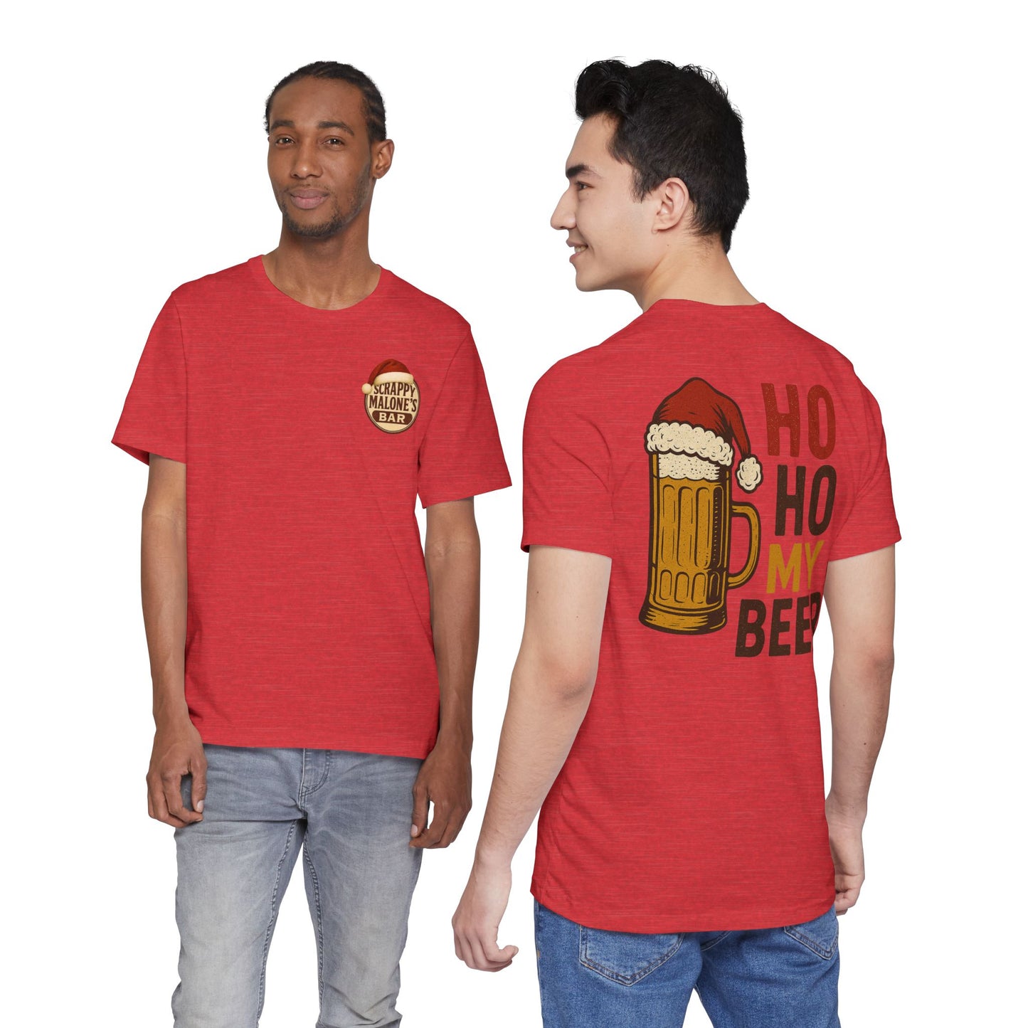 Scrappy Malone's Bar Christmas Tee — "Ho Ho My Beer" Beer Lover T-Shirt
