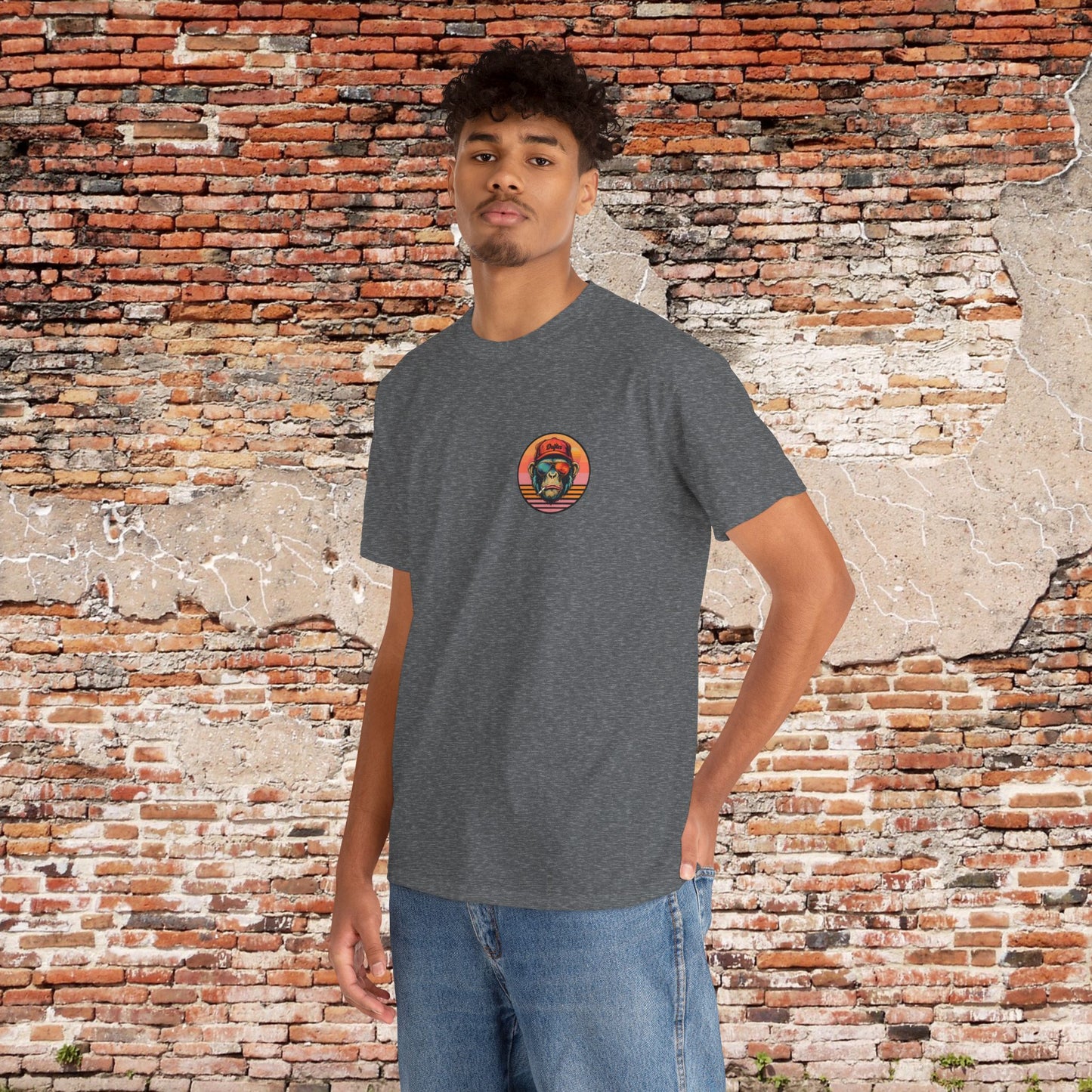 Retro Monkey Graphic T-Shirt - Unisex Heavy Cotton Tee