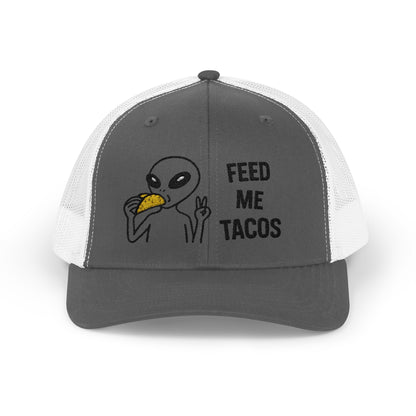 Alien Taco Lover Snapback Hat - Funny Trucker Cap for Foodies & Space Enthusiasts
