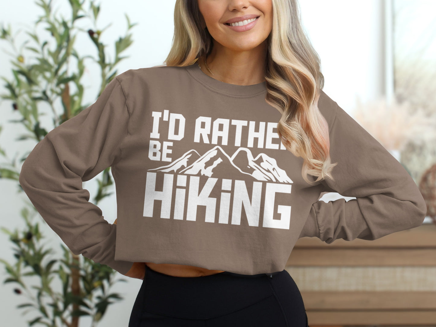 I'd Rather Be Hiking Graphic Long Sleeve Top