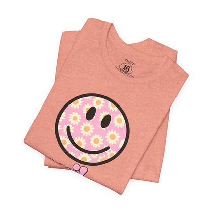 Smile Floral Womens T-Shirt - Positive Vibes Tee