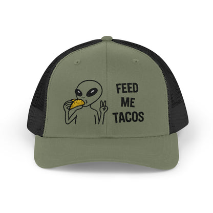 Alien Taco Lover Snapback Hat - Funny Trucker Cap for Foodies & Space Enthusiasts