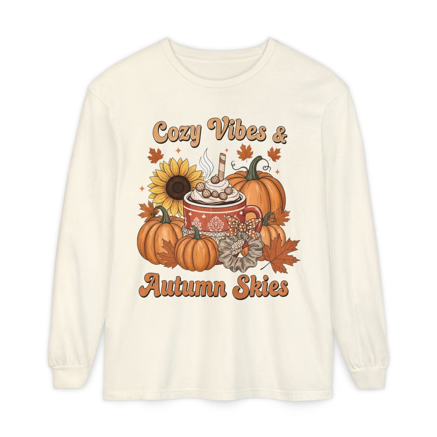 Cozy Autumn Long Sleeve T-Shirt - Pumpkin Spice Fall Fashion