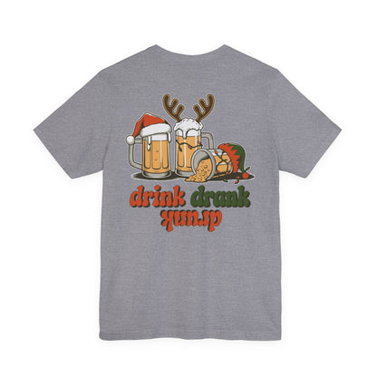 Scrappy Malone's Bar Christmas Tee — "Drink, Drank, Drunk" Holiday Shirt