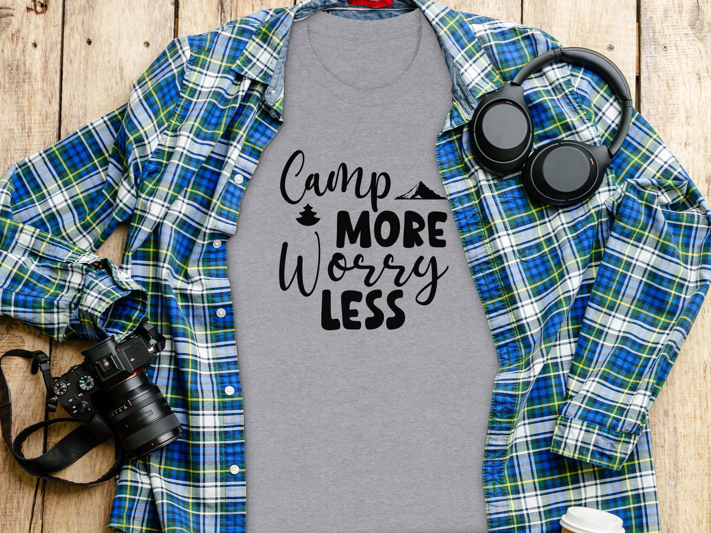 Camp More Worry Less Outdoor Adventure Graphic T-Shirt T-Shirt - Outdoor & Adventure Collection - Mile Marker 16 Gear by Cloud 16 Clothing Co.