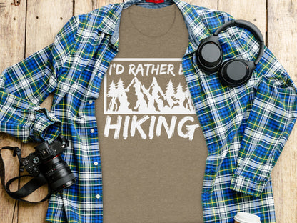 I would rather be Hiking outdoors Mountain T-Shirt T-Shirt - Outdoor & Adventure Collection - Mile Marker 16 Gear by Cloud 16 Clothing Co.