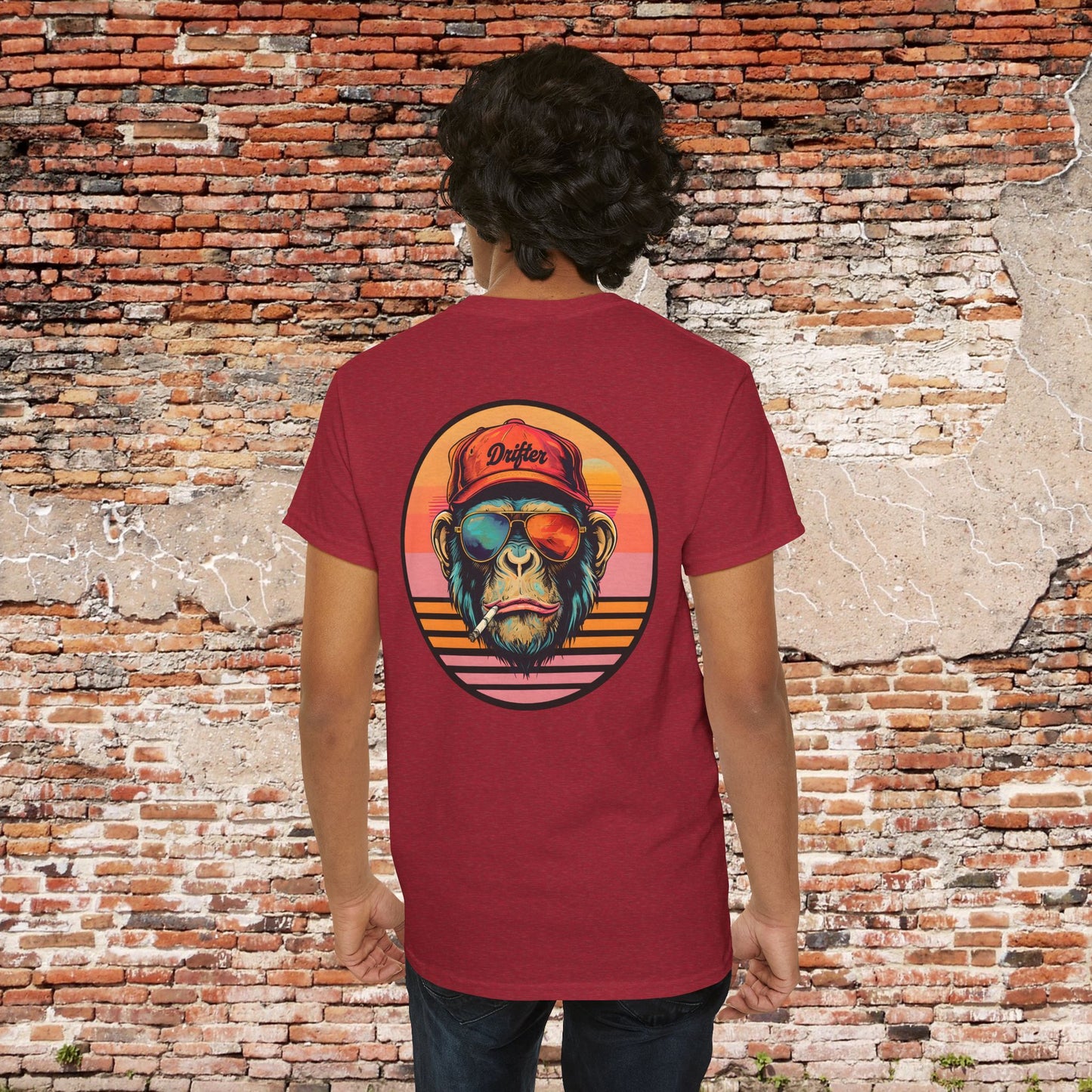 Retro Monkey Graphic T-Shirt - Unisex Heavy Cotton Tee