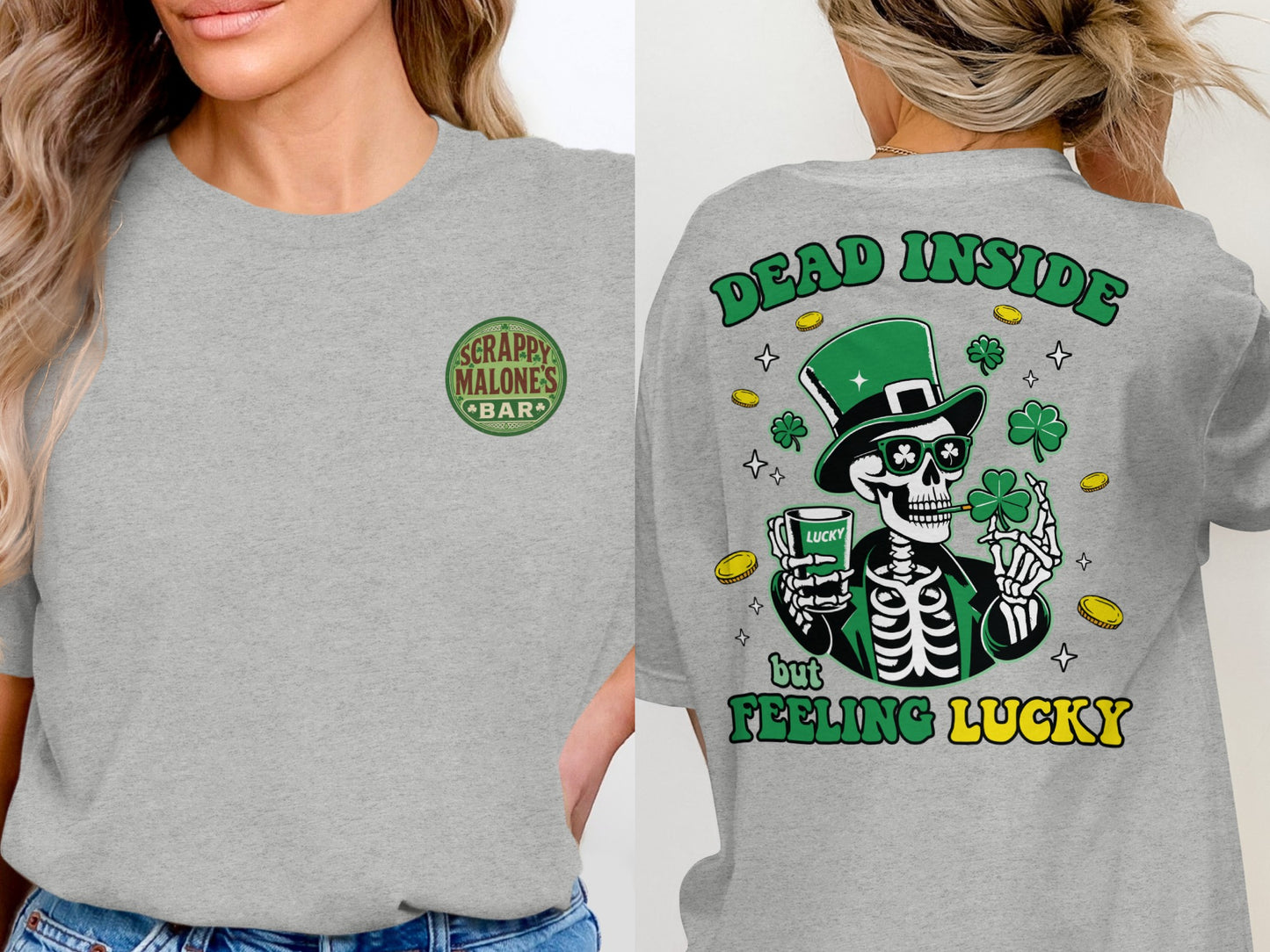 Scrappy Malone's Bar, Unique Design, Other Products, Bar Decor, Irish Theme, Lucky Clover Design, St Patricks Day Gift, Green, Circle T-Shirt - Scrappy Malone's Bar 100-Proof Humor - Cloud 16 Clothing Co.
