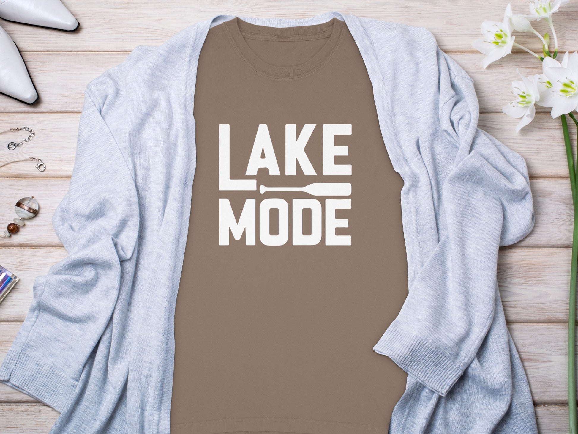 Lake Mode Graphic Tee Relaxed Fit Shirt Casual Top