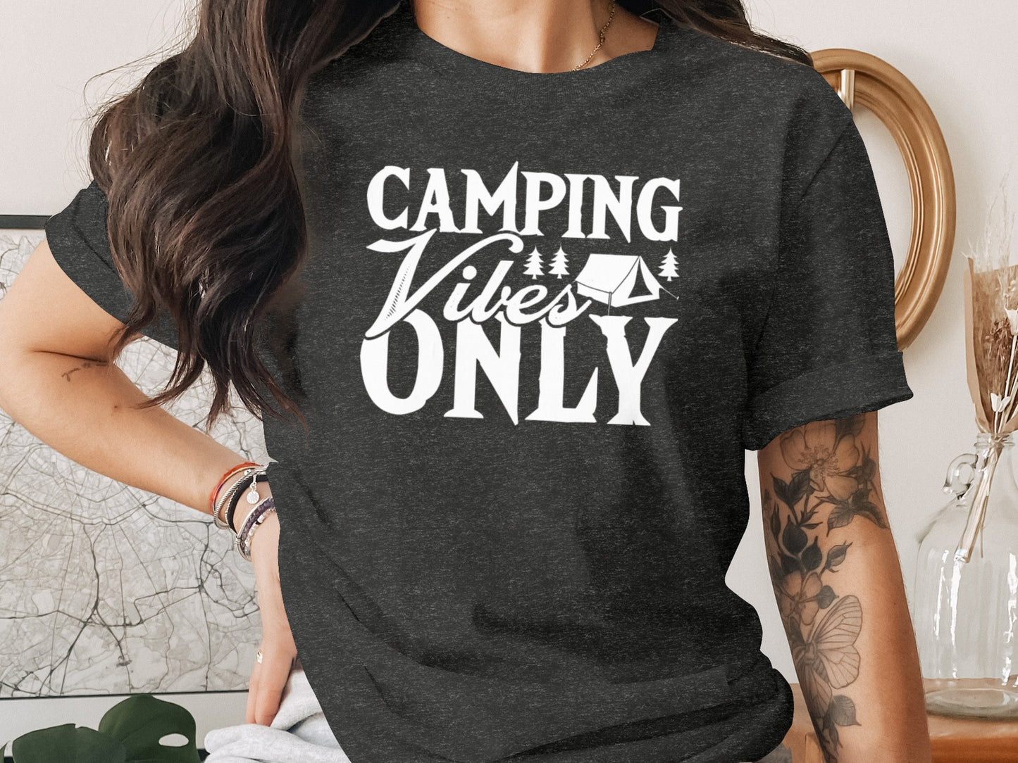 Camping Vibes Only With Tent Graphic Camping T-Shirt T-Shirt - Outdoor & Adventure Collection - Mile Marker 16 Gear by Cloud 16 Clothing Co.