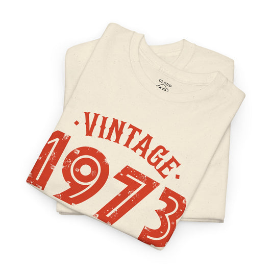 Vintage 1973 T-Shirt - Premium Unisex Heavy Cotton Retro Tee