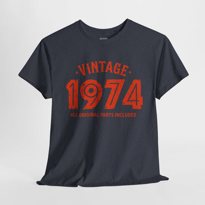Vintage 1974 T-Shirt - Premium Unisex Heavy Cotton Retro Tee