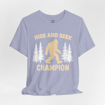 Sasquatch Hide and Seek Champion T-Shirt - Funny Outdoor Camping Tee