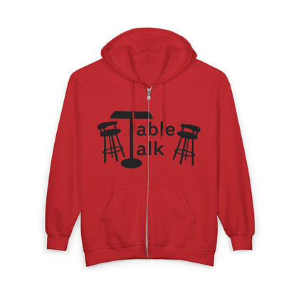 Table Talk Hoodie - Bar Stool Conversation Zip-Up Sweatshirt