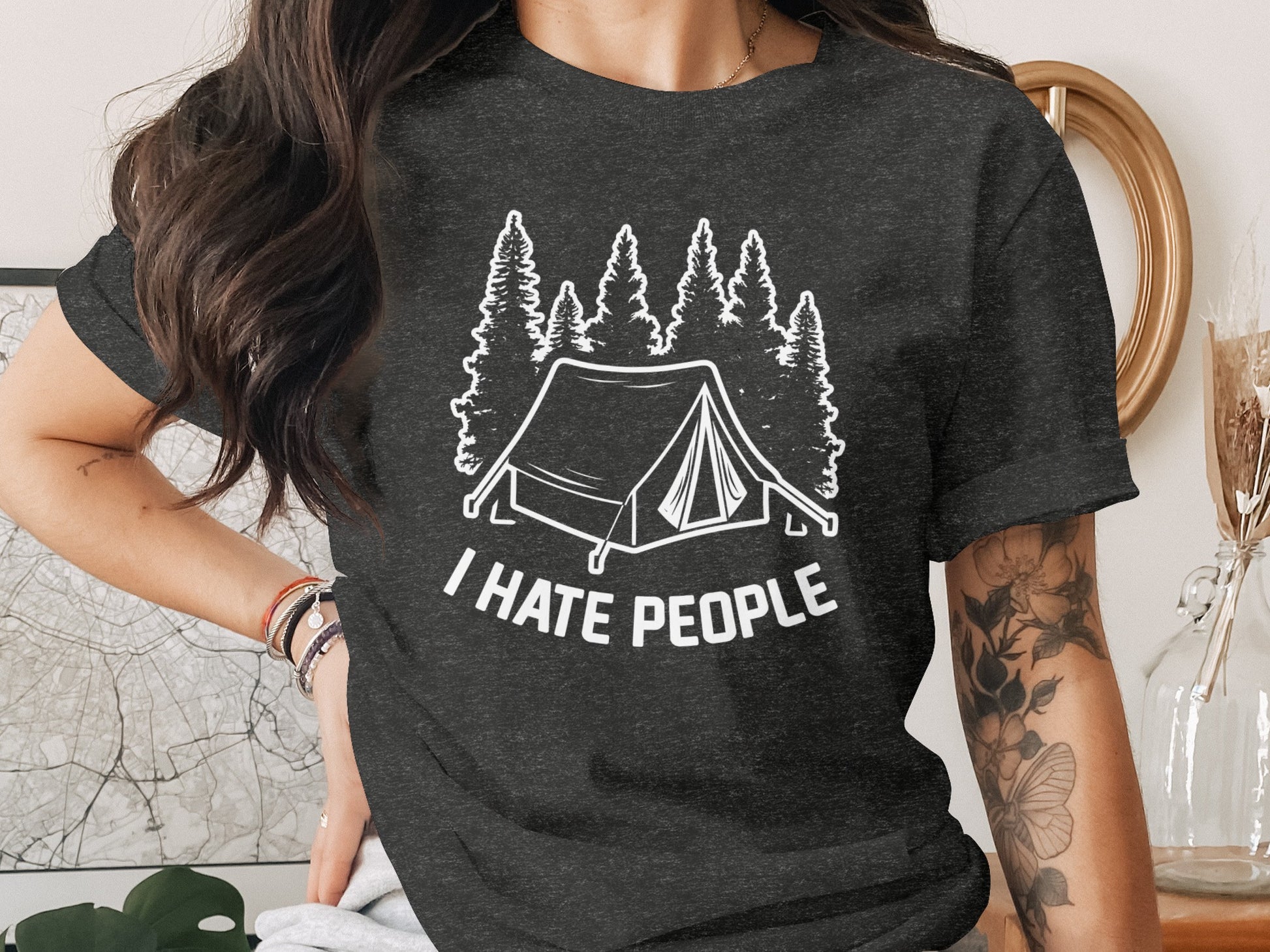 Introvert Camping Vacation Nature Tent and Hate People T-Shirt T-Shirt - Outdoor & Adventure Collection - Mile Marker 16 Gear by Cloud 16 Clothing Co.