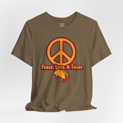 Peace Love Tacos T-Shirt - Funny Foodie Tee for Taco Lovers