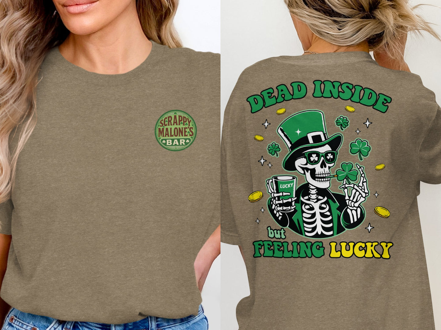 Scrappy Malone's Bar, Unique Design, Other Products, Bar Decor, Irish Theme, Lucky Clover Design, St Patricks Day Gift, Green, Circle T-Shirt - Scrappy Malone's Bar 100-Proof Humor - Cloud 16 Clothing Co.