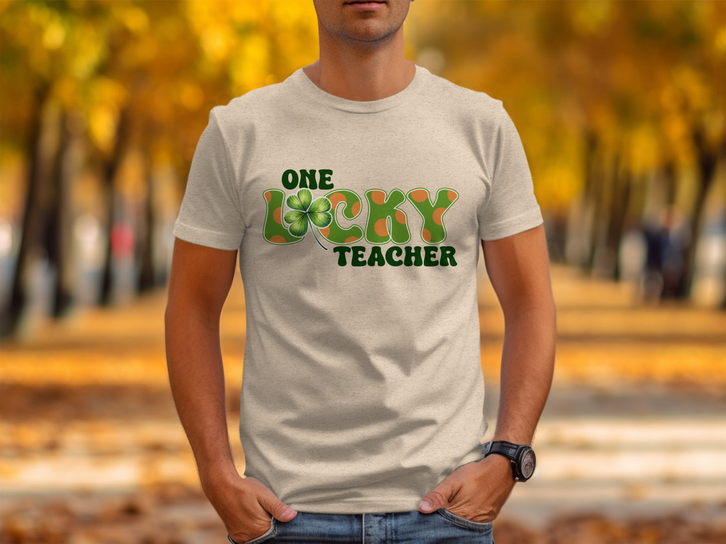 One Lucky Teacher Shamrock Graphic T-Shirt