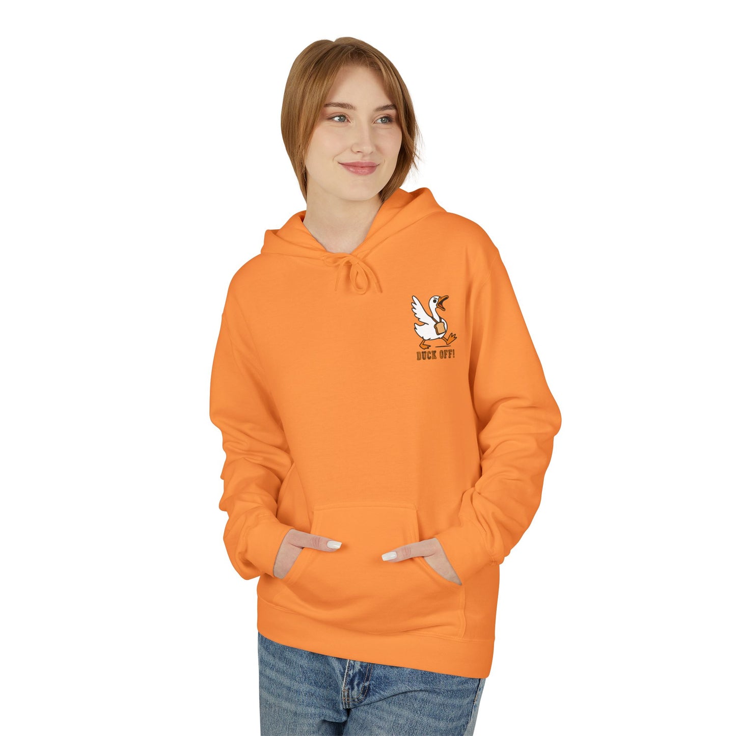 Duck Off Funny Hoodie - Unisex Fleece Pullover for Animal Lovers