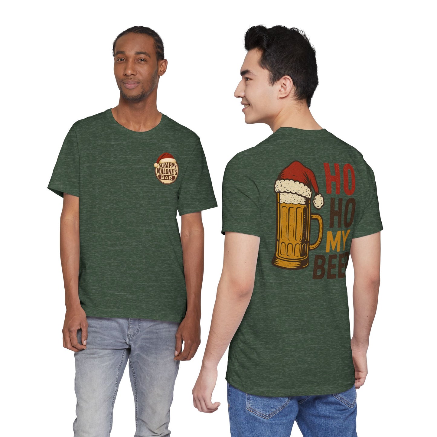 Scrappy Malone's Bar Christmas Tee — "Ho Ho My Beer" Beer Lover T-Shirt