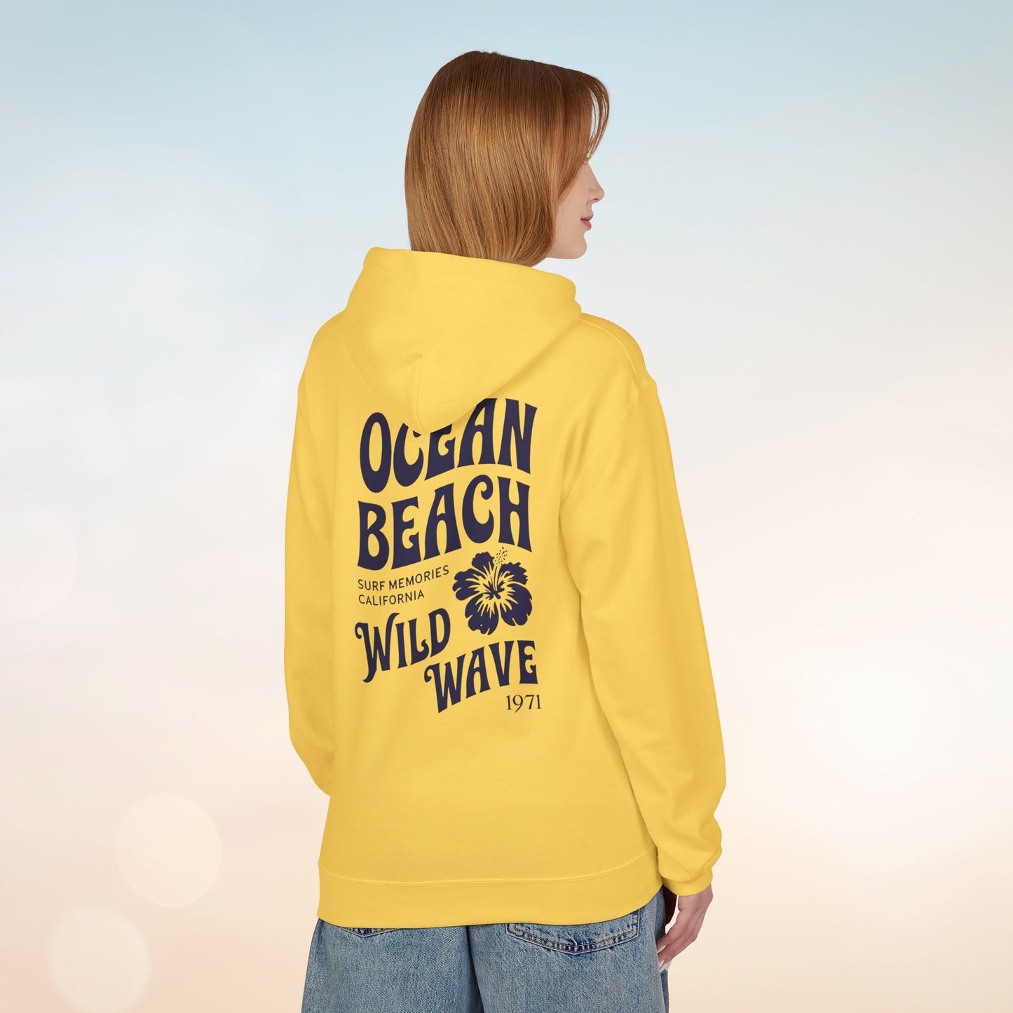 Ocean Beach Floral Hoodie - Surf-Inspired Unisex Fleece for Beach Lovers