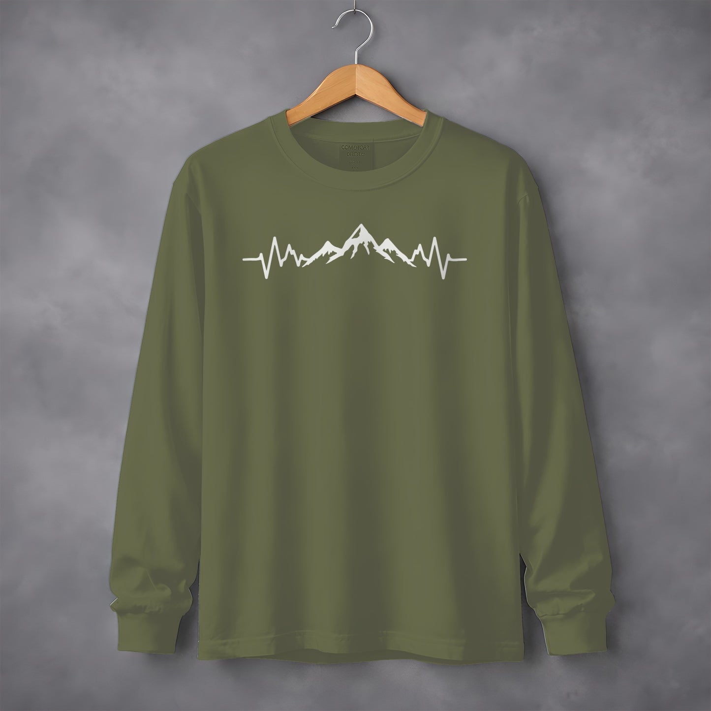 Mountain Peaks Graphic Green Long Sleeve Shirt