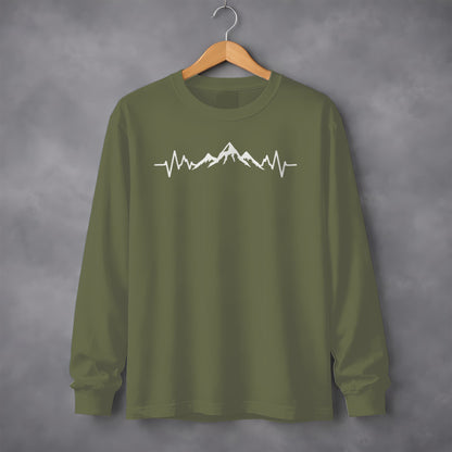 Mountain Peaks Graphic Green Long Sleeve Shirt
