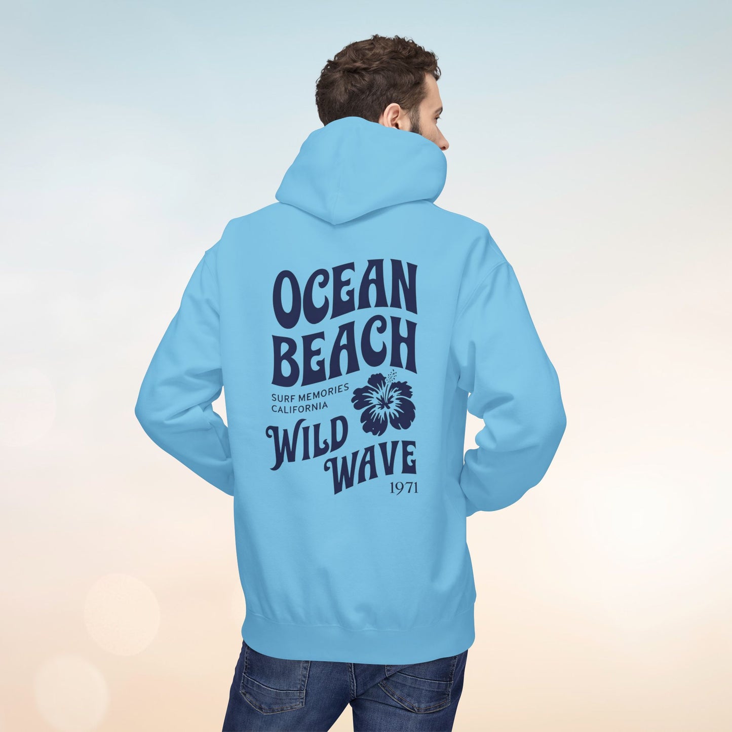 Ocean Beach Floral Hoodie - Surf-Inspired Unisex Fleece for Beach Lovers