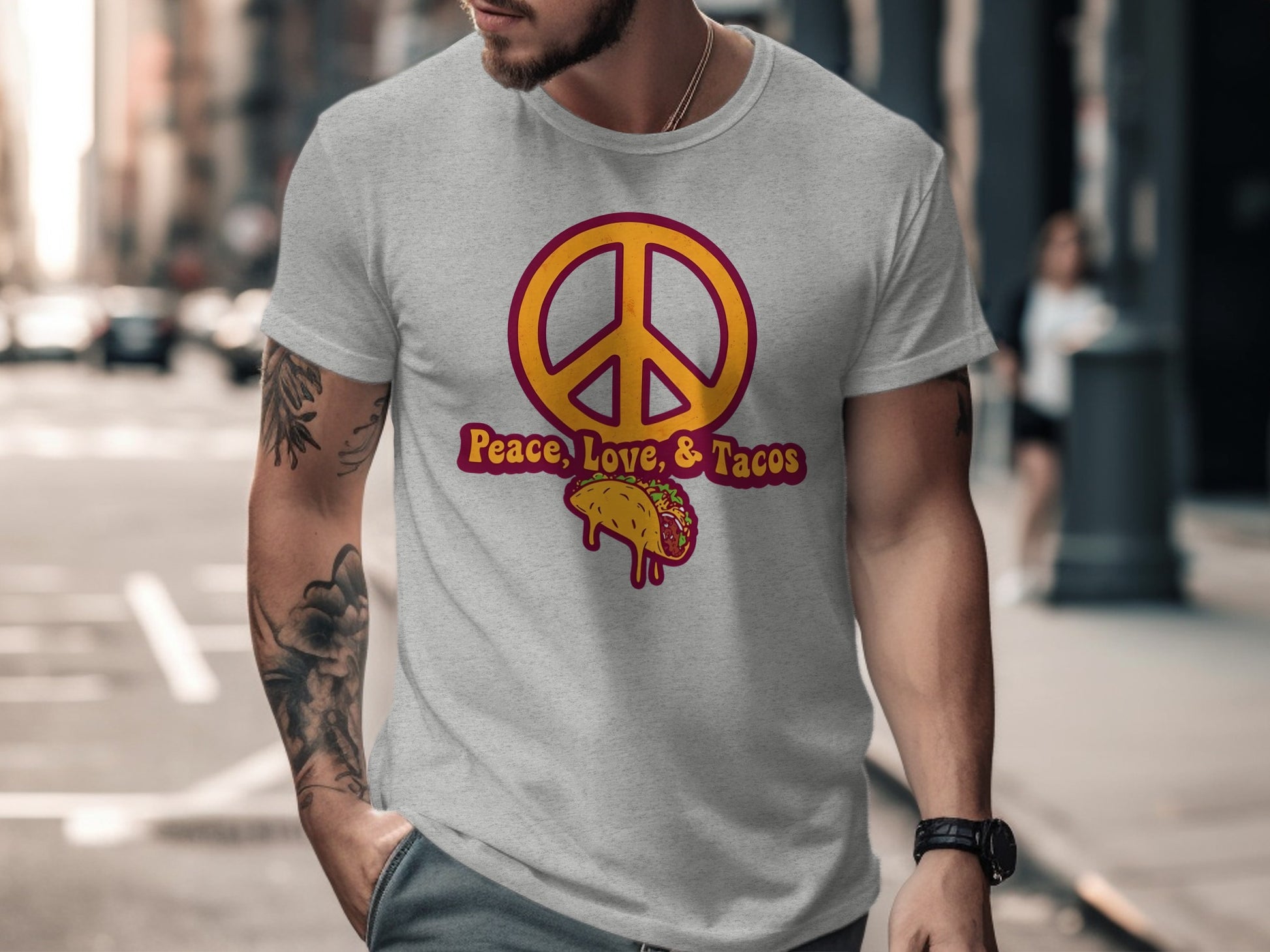 Peace Love & Tacos Graphic Tee Shirt Fashion Apparel