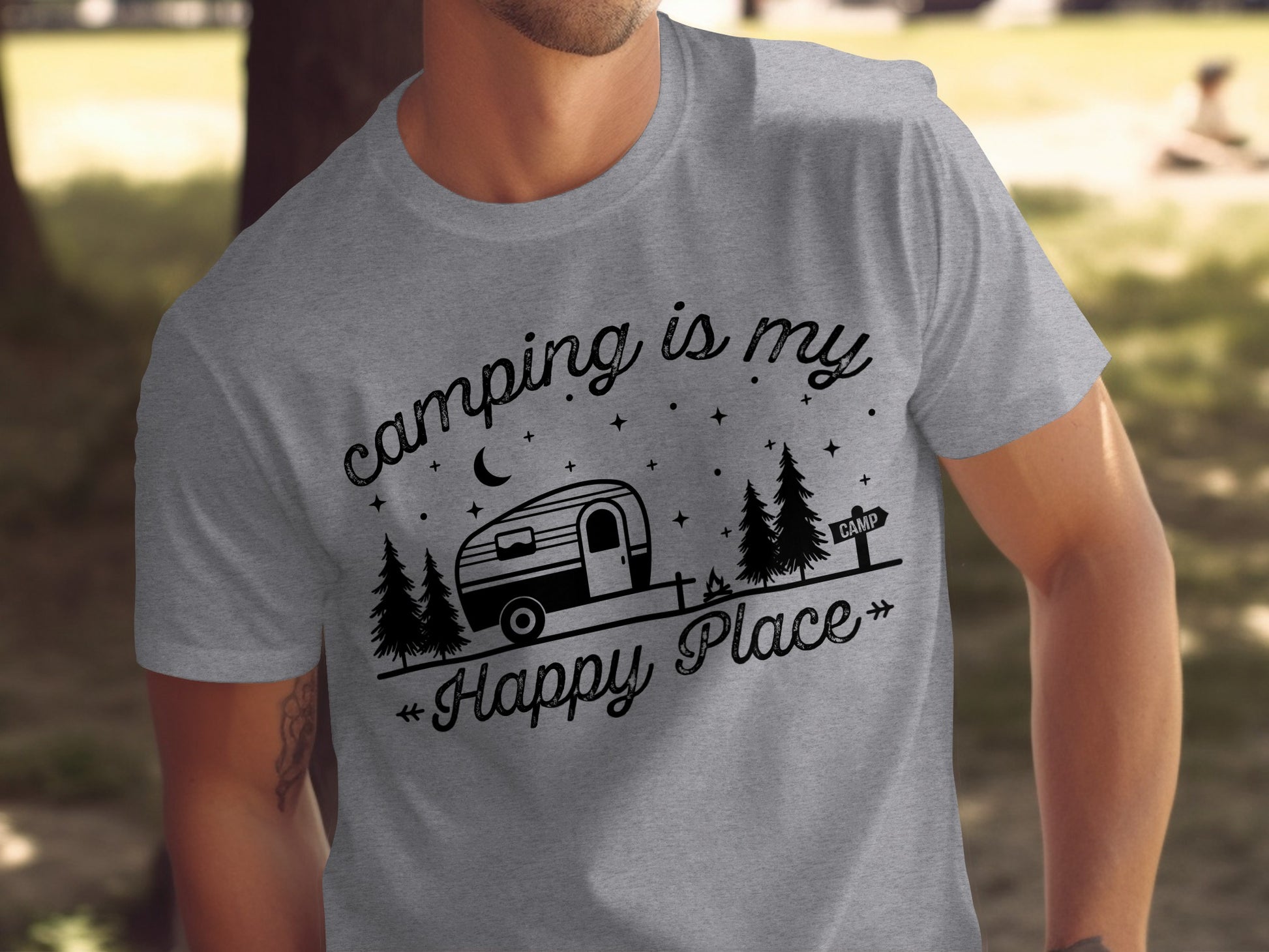 Camping Is My Happy Place Adventure Graphic T-Shirt T-Shirt - Outdoor & Adventure Collection - Mile Marker 16 Gear by Cloud 16 Clothing Co.