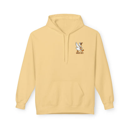 Duck Off Funny Hoodie - Unisex Fleece Pullover for Animal Lovers