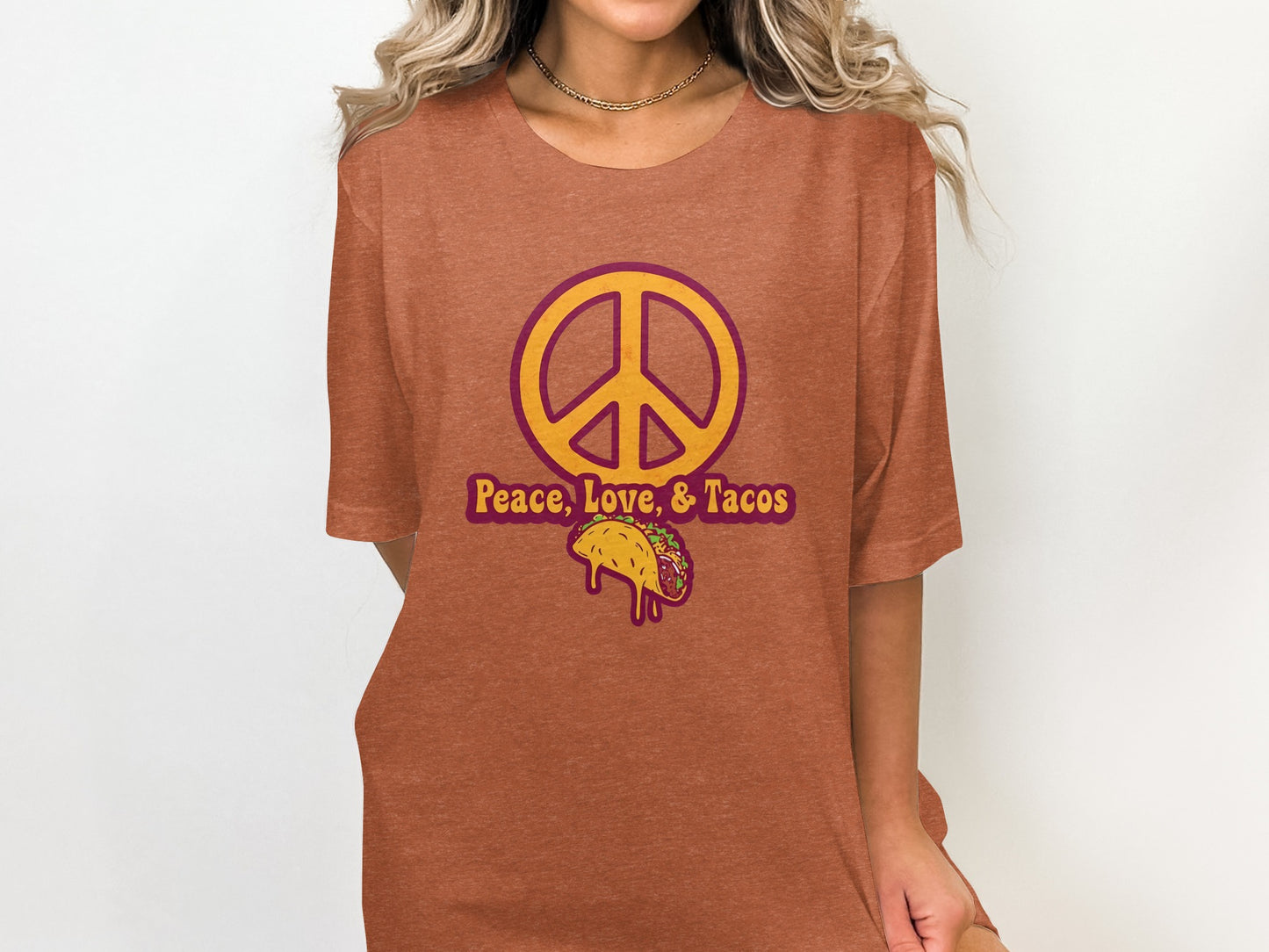 Vintage Peace Love Tacos Graphic T-Shirt for Taco Lovers