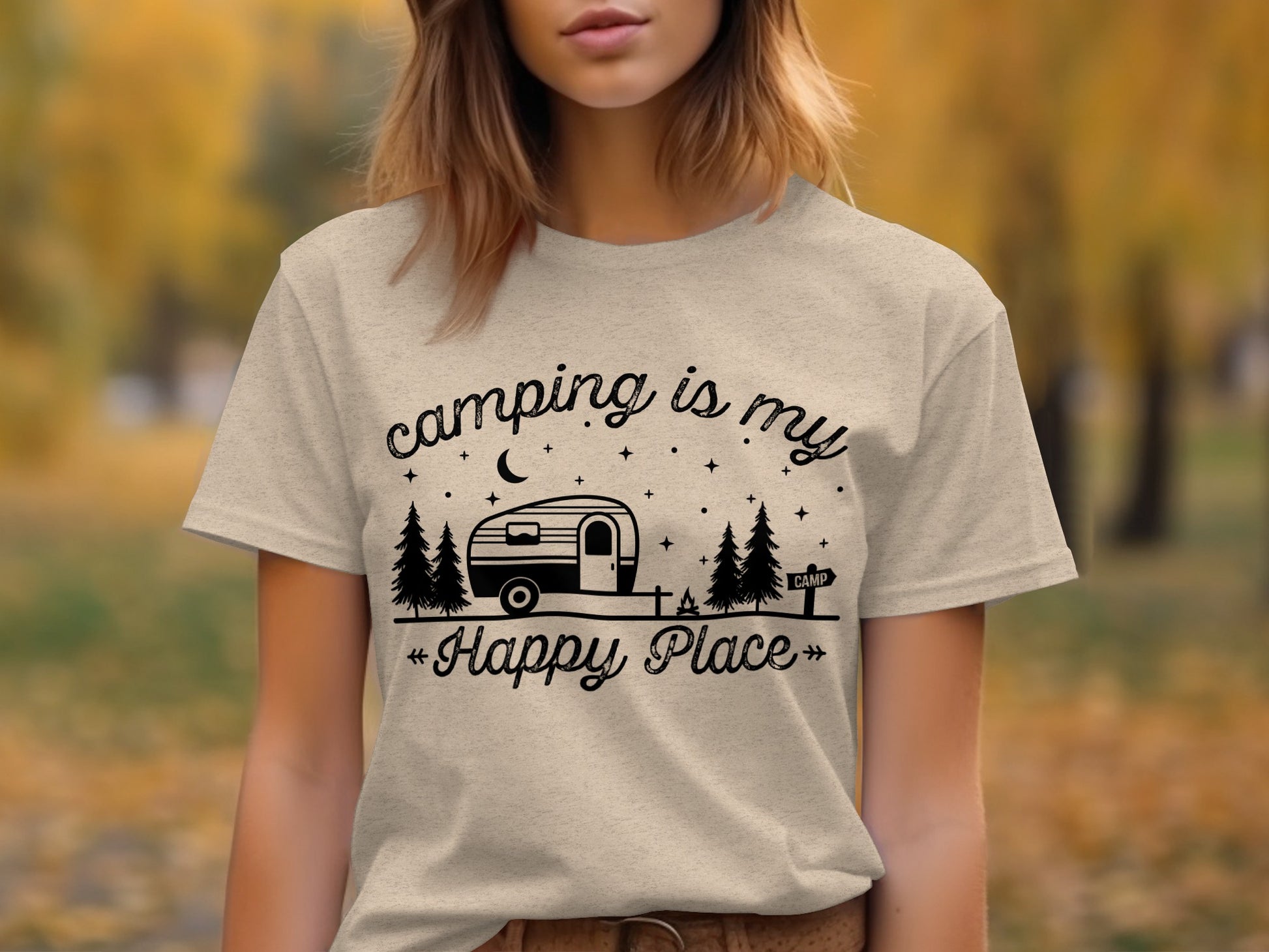 Camping Is My Happy Place Adventure Graphic T-Shirt T-Shirt - Outdoor & Adventure Collection - Mile Marker 16 Gear by Cloud 16 Clothing Co.