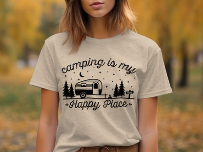 Camping Is My Happy Place Adventure Graphic T-Shirt T-Shirt - Outdoor & Adventure Collection - Mile Marker 16 Gear by Cloud 16 Clothing Co.