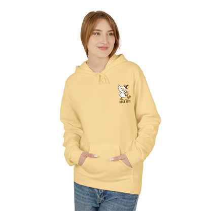 Duck Off Funny Hoodie - Unisex Fleece Pullover for Animal Lovers