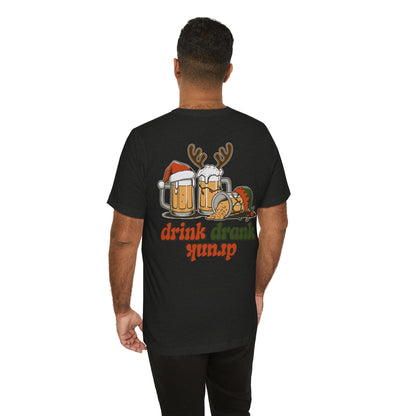Scrappy Malone's Bar Christmas Tee — "Drink, Drank, Drunk" Holiday Shirt