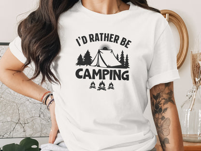 Id Rather Be Camping Tent Forest Fire Gift Idea T-Shirt T-Shirt - Outdoor & Adventure Collection - Mile Marker 16 Gear by Cloud 16 Clothing Co.