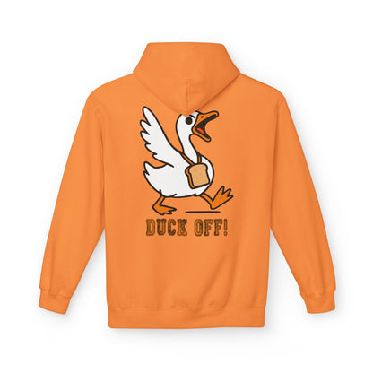 Duck Off Funny Hoodie - Unisex Fleece Pullover for Animal Lovers