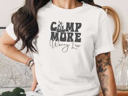 Camp More Worry Less Graphic Camping Adventure T-Shirt T-Shirt - Outdoor & Adventure Collection - Mile Marker 16 Gear by Cloud 16 Clothing Co.