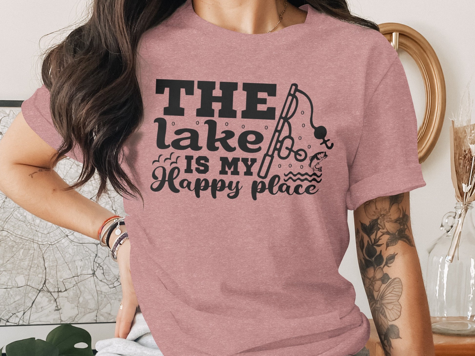 The Lake Is My Happy Place Fishing Illustration T-Shirt T-Shirt - Outdoor & Adventure Collection - Mile Marker 16 Gear by Cloud 16 Clothing Co.