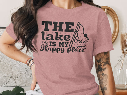 The Lake Is My Happy Place Fishing Illustration T-Shirt T-Shirt - Outdoor & Adventure Collection - Mile Marker 16 Gear by Cloud 16 Clothing Co.