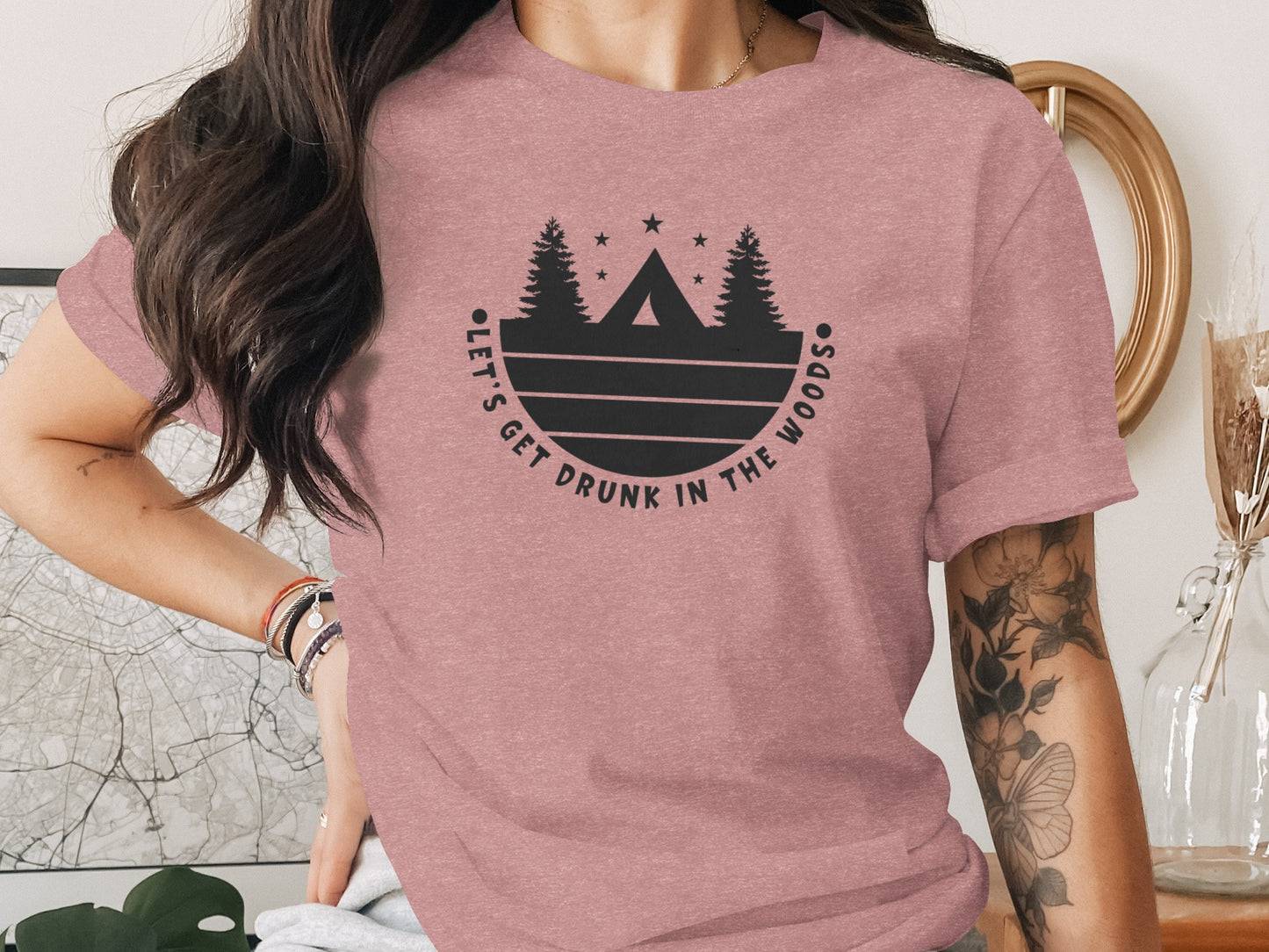 Let's Get Drunk In The Woods Camping Adventure T-Shirt T-Shirt - Outdoor & Adventure Collection - Mile Marker 16 Gear by Cloud 16 Clothing Co.