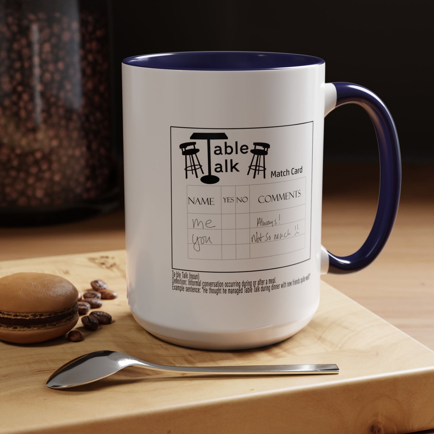Table Talk Mug — Coffee Cup with Logo &  Match Card