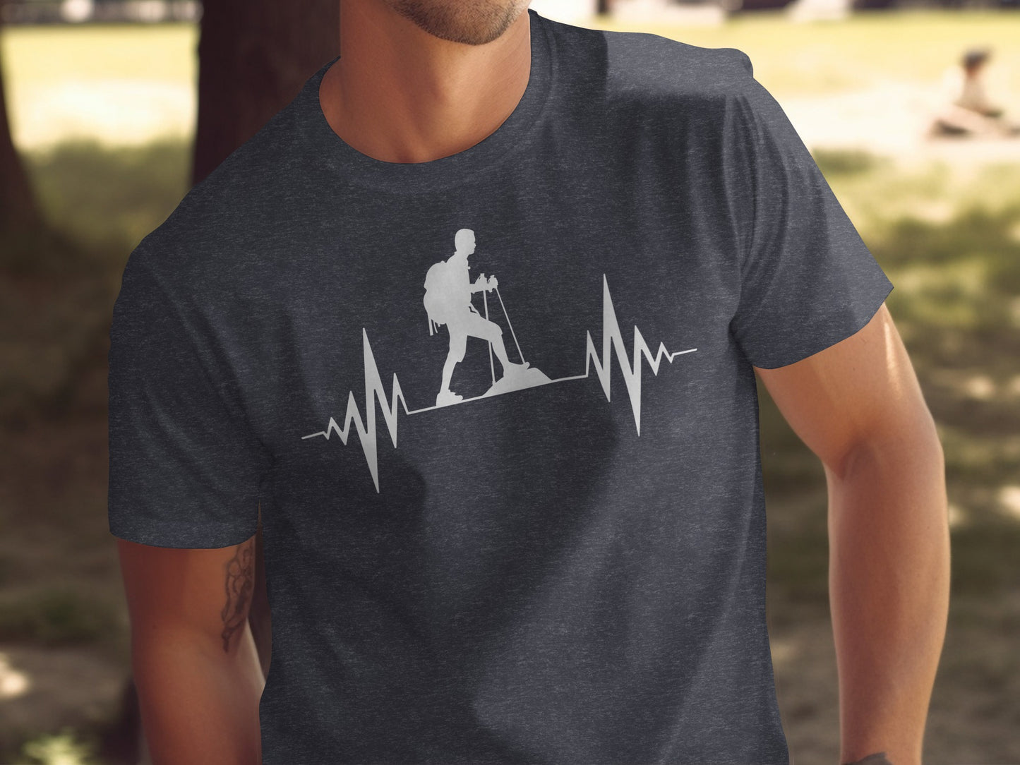 Hiking Heartbeat Outdoors Graphic Design Print T-Shirt T-Shirt - Outdoor & Adventure Collection - Mile Marker 16 Gear by Cloud 16 Clothing Co.