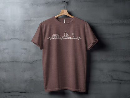 Camping Heartbeat Graphic Summer Outdoor Adventure T-Shirt T-Shirt - Outdoor & Adventure Collection - Mile Marker 16 Gear by Cloud 16 Clothing Co.